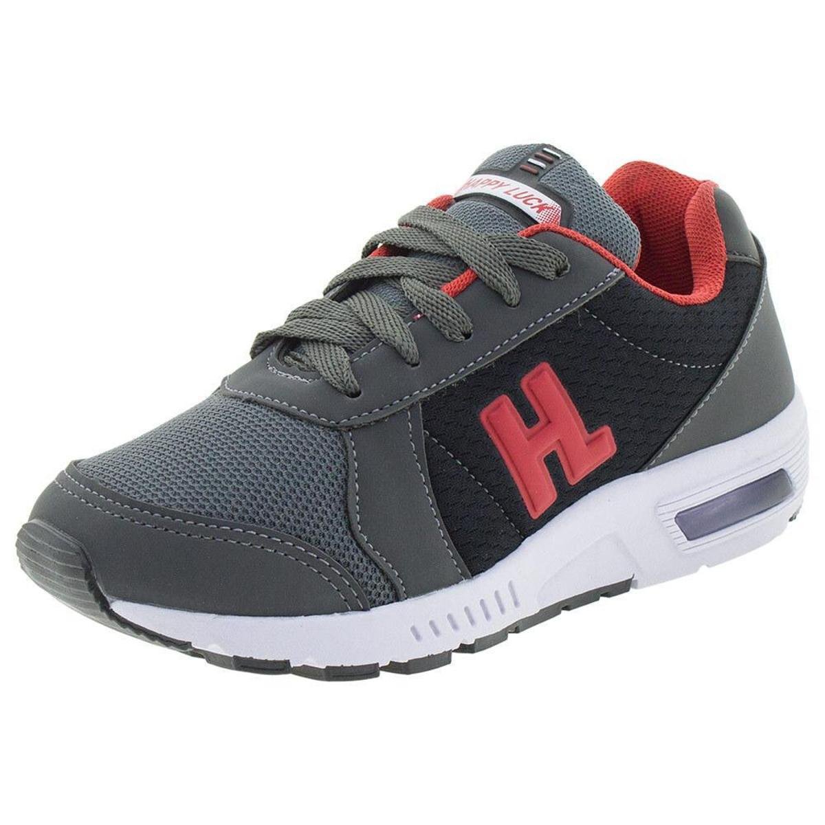 Tênis Infantil Masculino Happy Luck - Hl057 - Vermelho+Cinza