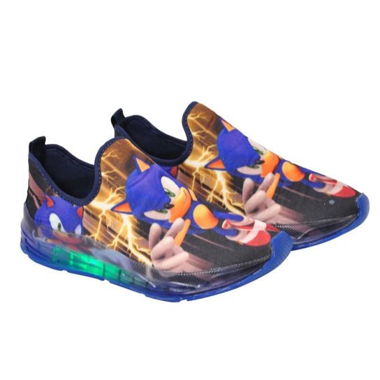 Tênis Infantil Masculino Sonic Com Led Slip On - Azul Menor preço em Tênis Infantil Masculino Sonic Com Led Slip On - Azul