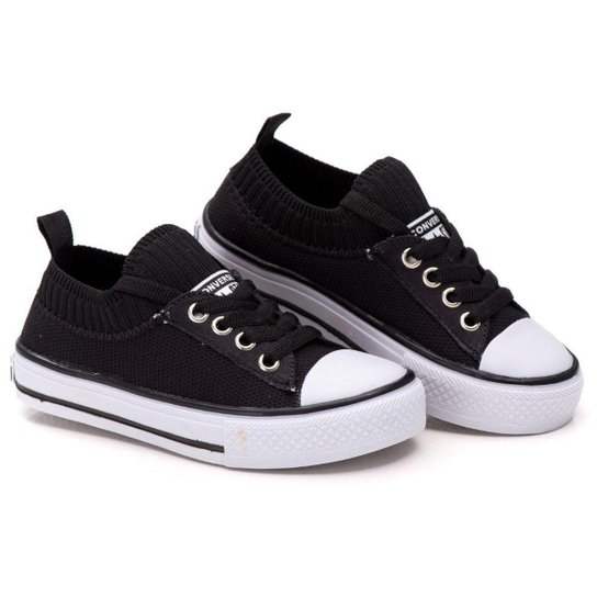 Tênis Infantil Meia Star Feminino All Sapatênis Masculino Sola Reta Unissex Casual Dia a Dia - Preto Menor preço em Tênis Infantil Meia Star Feminino All Sapatênis Masculino Sola Reta Unissex Casual Dia a Dia - Preto