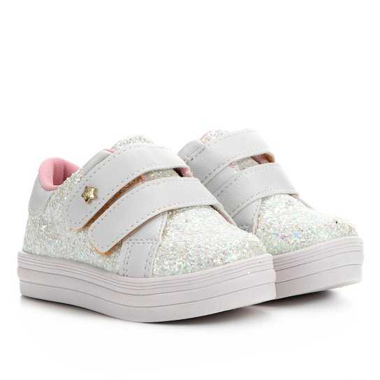 Tênis Infantil Menina Fashion Gliter E Feminino - Branco Menor preço em Tênis Infantil Menina Fashion Gliter E Feminino - Branco