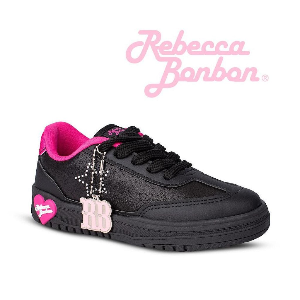Tênis Infantil Menina K360 Estilo Respitec Rebecca Bonbon Preto Moderno