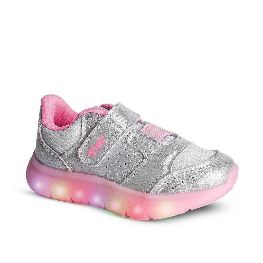 Tênis Infantil Menina Kidy Flex Light Prata com LED Delicado Escolar