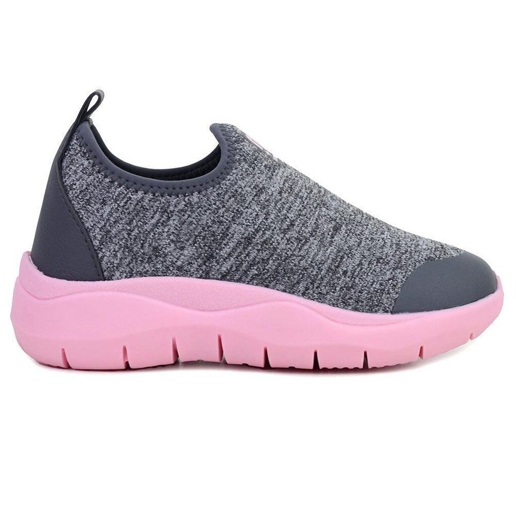Tenis Infantil Menina Novope Calce Facil Cinza e Rosa 80001