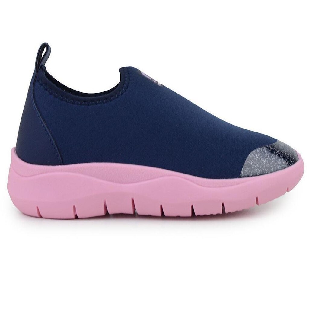 Tenis Infantil Menina Novope Calce Facil Gliter Azul e Rosa