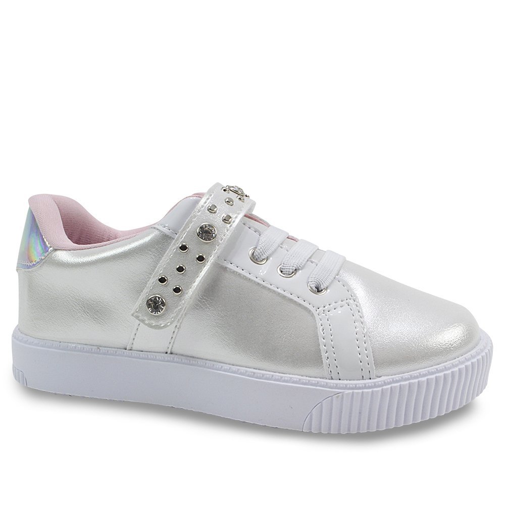 Tênis Infantil Menina Pampili com Strass - Branco | Netshoes