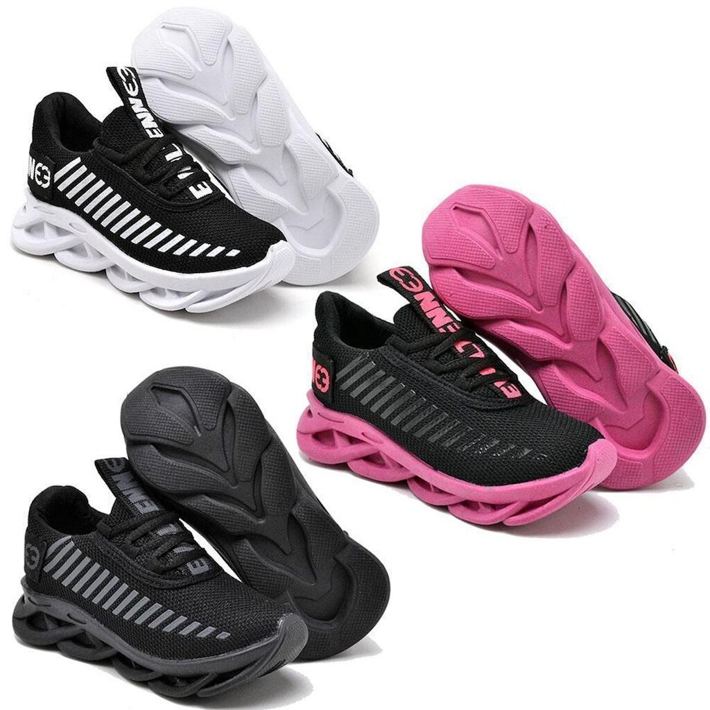Tênis Infantil Menina Sola Micro Expandido Cadarço Kit 3