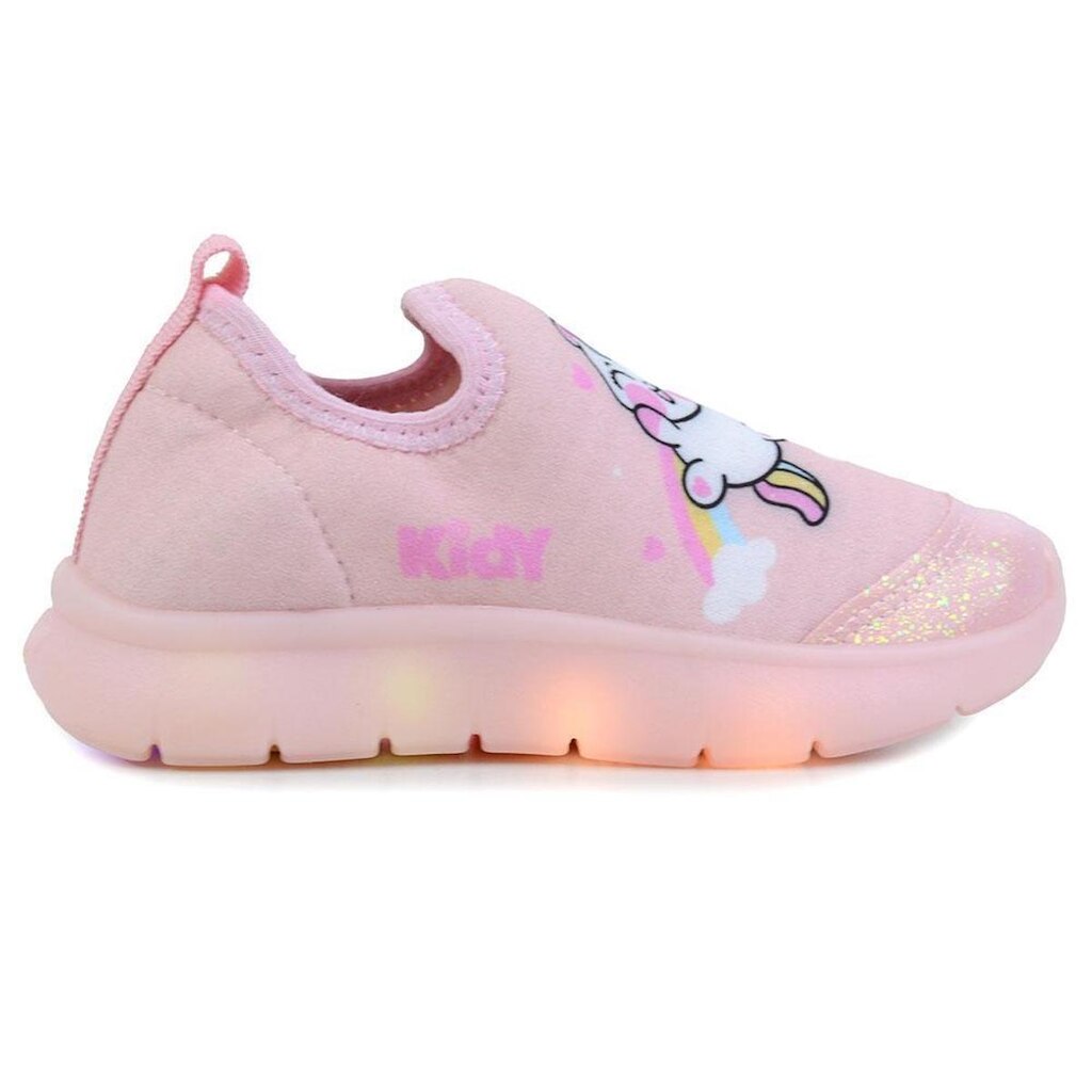 Tênis Infantil Meninas Kidy Flex Com Led Rosa - 0201