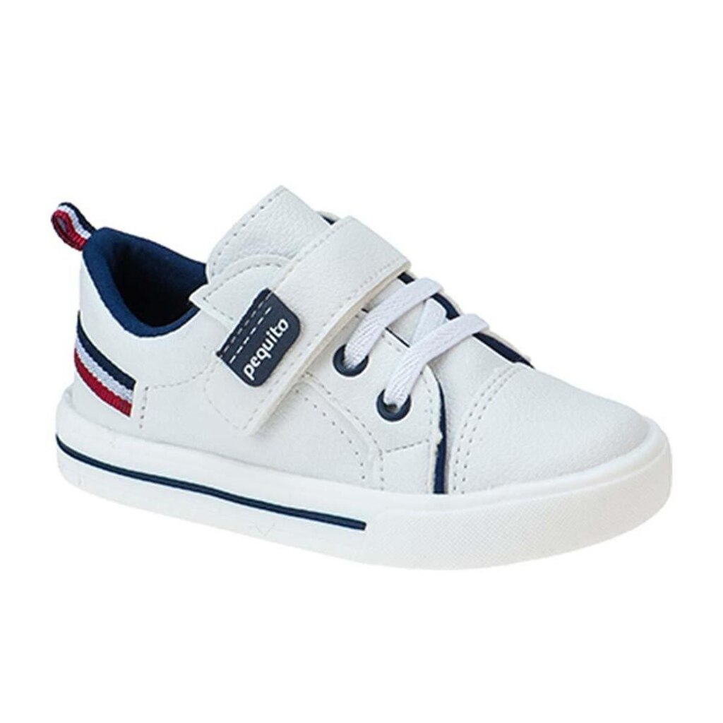 Tênis Infantil Menino Calce-Fácil Listra Branco