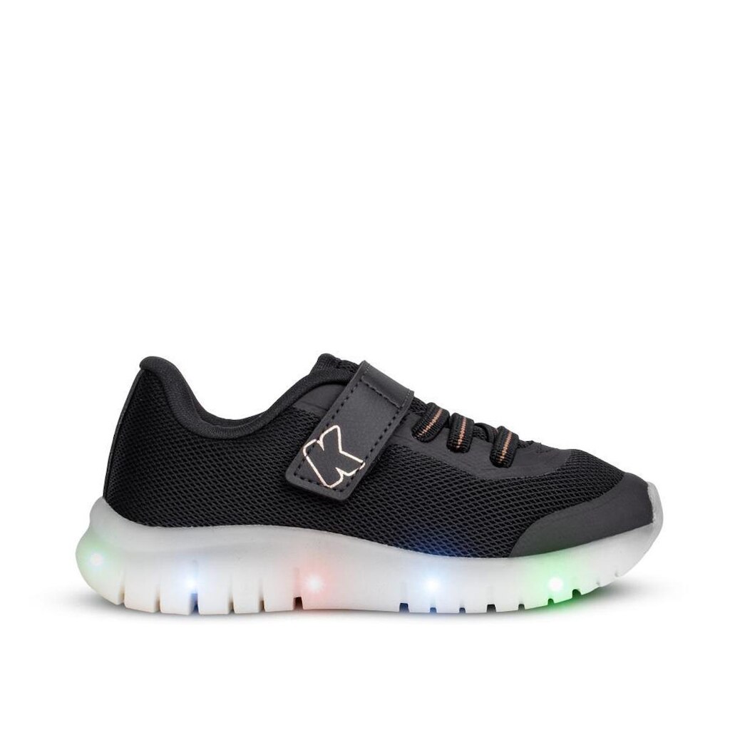 Tênis Infantil Menino Kidy Light Fun Preto e Bronze Pisca-Pisca e Velcro