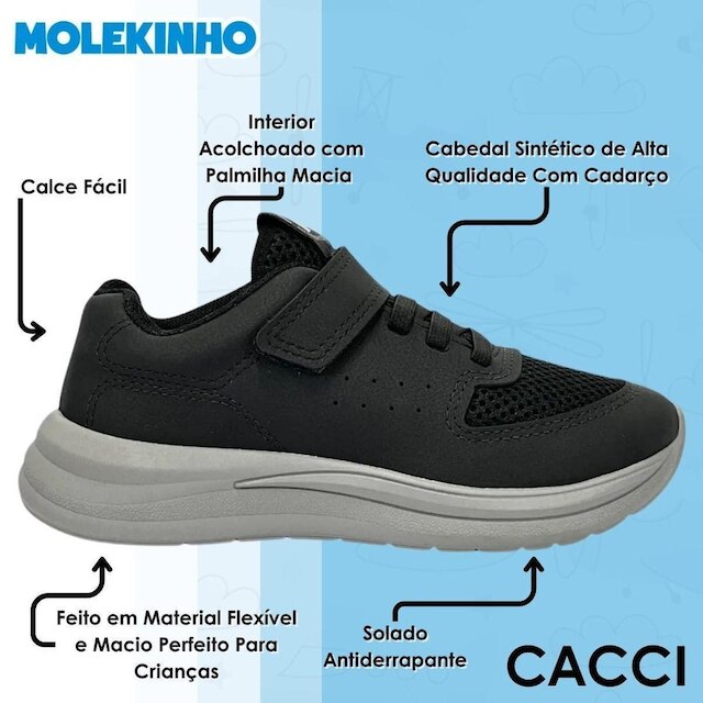 Tênis Infantil Menino Moderno Facil Calce Conforto Molekinho