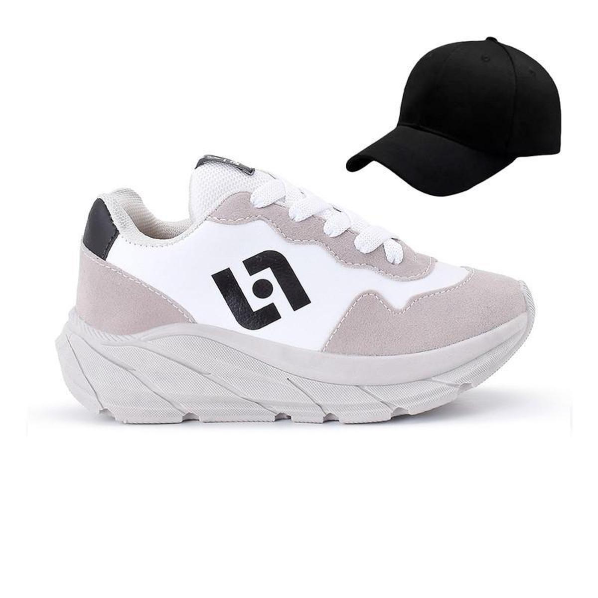 Tenis Infantil Meninos Jogger Escolar Casual Camurça + Bone