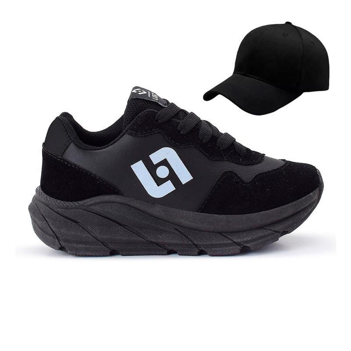 Tenis Infantil Meninos Jogger Escolar Casual Camurça + Bone