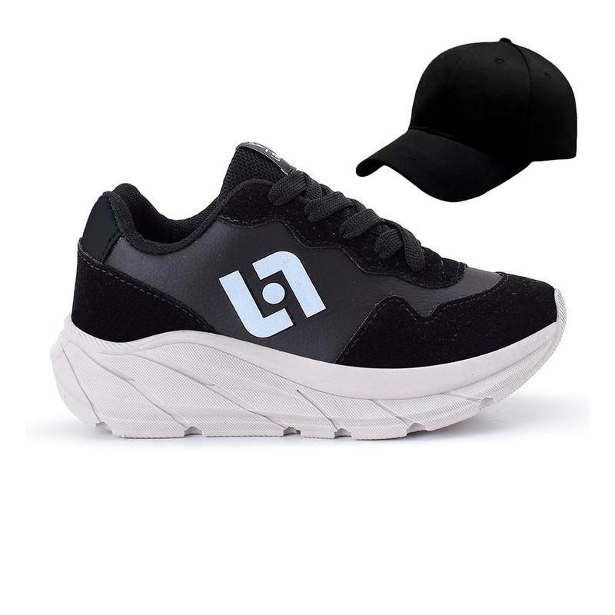 Tenis Infantil Meninos Jogger Escolar Casual Camurça + Bone