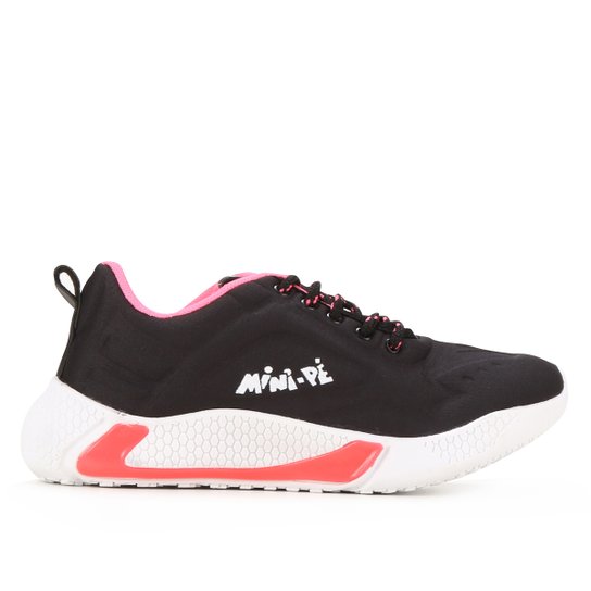 Tênis Infantil Mini-Pé Jogging Feminino - Preto+Pink Menor preço em Tênis Infantil Mini-Pé Jogging Feminino - Preto+Pink
