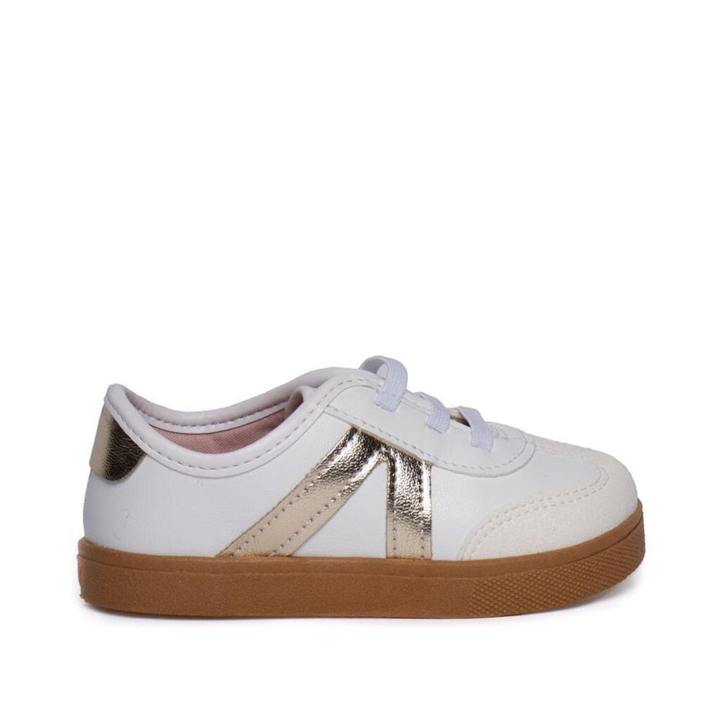 Tênis Infantil Molekinha Casual Calce Fácil Branco/Dourado