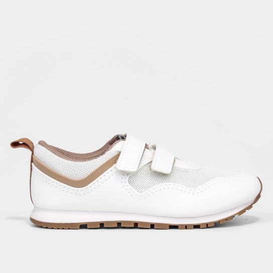 Tênis Infantil Molekinho Jogging Menino - Branco+Bege Menor preço em Tênis Infantil Molekinho Jogging Menino - Branco+Bege