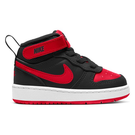 Tênis Infantil Nike Court Borough Mid Tdv Preto+Vermelho