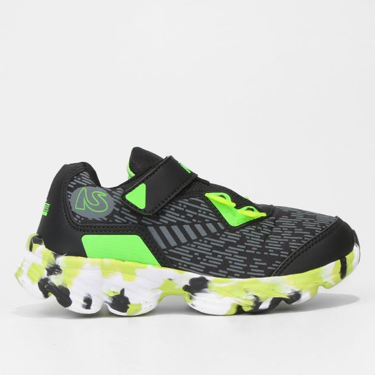 Tênis Infantil No Stress Run Masculino - Preto+verde Menor preço em Tênis Infantil No Stress Run Masculino - Preto+verde