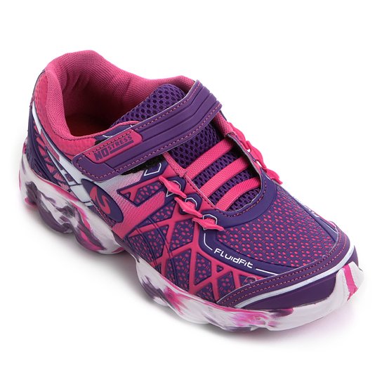 Tênis Infantil No Stress Running Velcro - Lilás+Pink