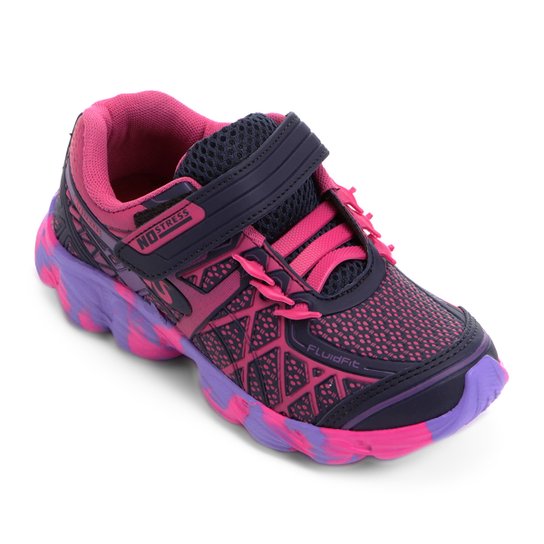 Tênis Infantil No Stress Running Velcro - Marinho+Pink