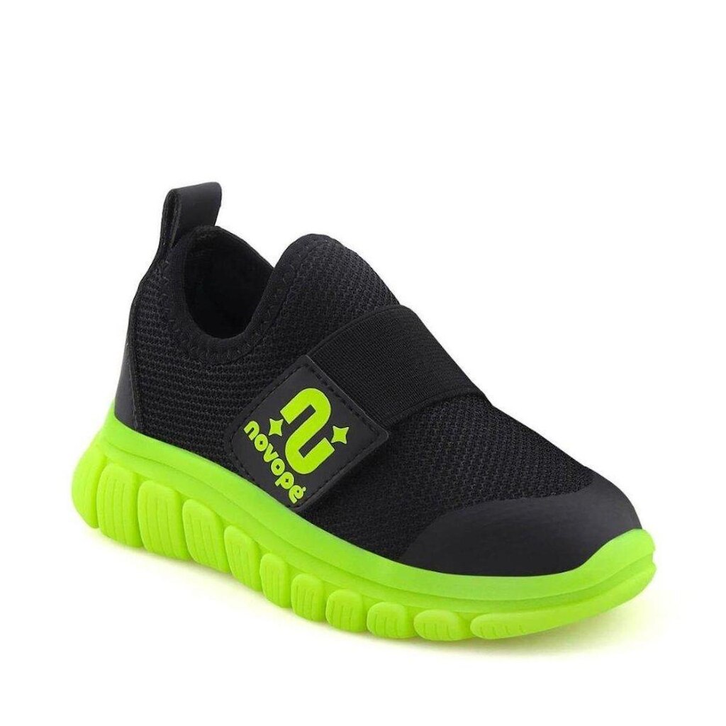 Tenis Infantil Novope Preto Solado Verde
