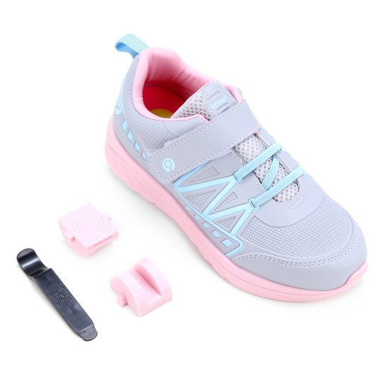 Tênis Infantil Ortopé Bubble com Rodinha Menina - Cinza+Pink Menor preço em Tênis Infantil Ortopé Bubble com Rodinha Menina - Cinza+Pink