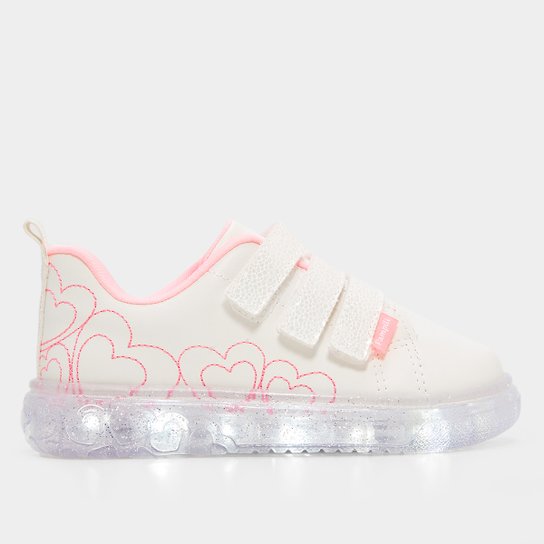 Tênis Infantil Pampili Corações + Led Menina