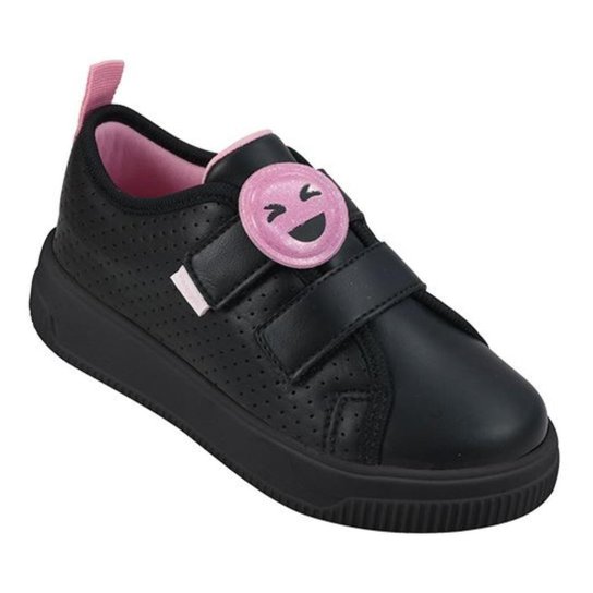 Tênis Infantil Pampili Up 738.003 Colegial Emoji - Preto Menor preço em Tênis Infantil Pampili Up 738.003 Colegial Emoji - Preto