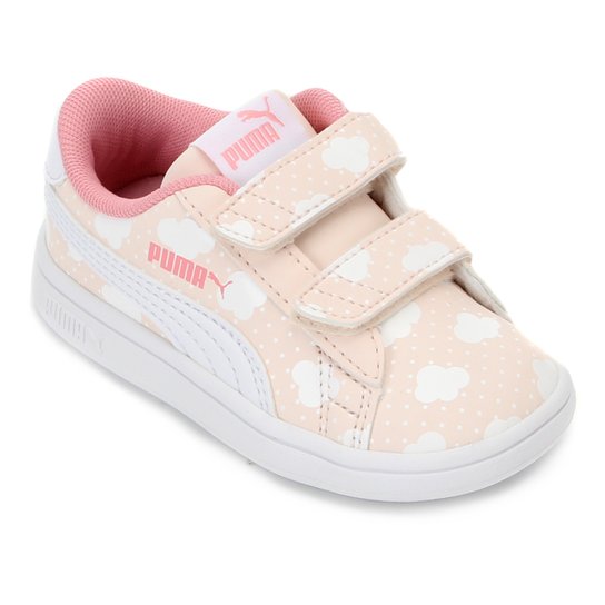 Tênis Infantil Puma Smash V2 Cloud V Baby - Rosa e Branco Menor preço em Tênis Infantil Puma Smash V2 Cloud V Baby - Rosa e Branco