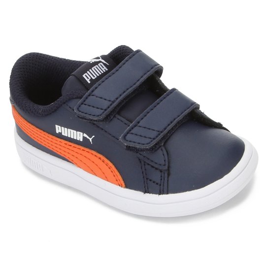 Tênis Infantil Puma Smash V2 L V Baby - Marinho+Laranja Menor preço em Tênis Infantil Puma Smash V2 L V Baby - Marinho+Laranja