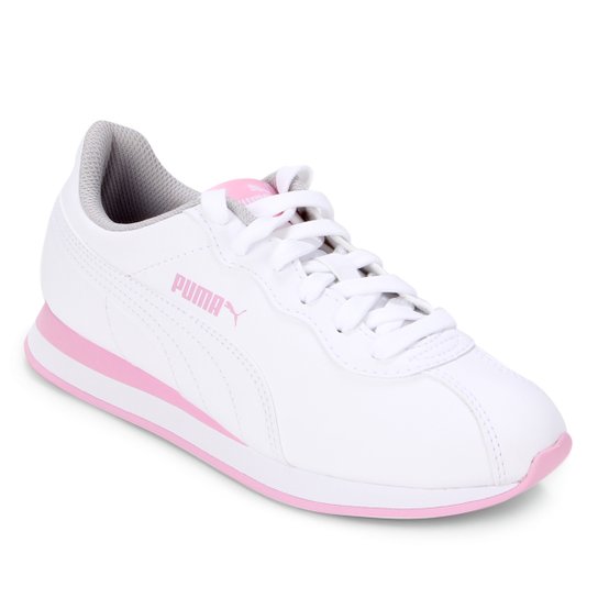 Tênis Infantil Puma Turin II - Branco e Vinho Menor preço em Tênis Infantil Puma Turin II - Branco e Vinho
