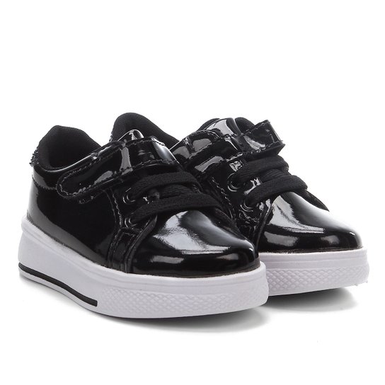 Tênis Infantil Tininha Cadarço E Flatform Verniz Feminino - Preto Menor preço em Tênis Infantil Tininha Cadarço E Flatform Verniz Feminino - Preto