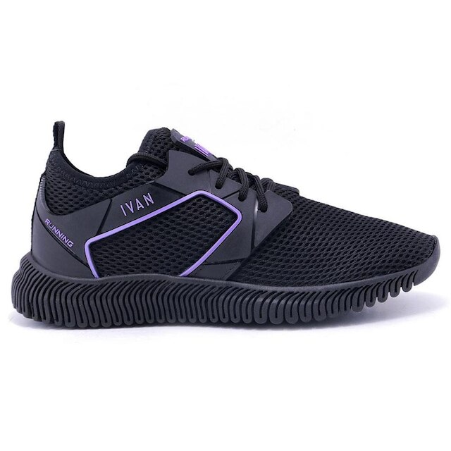 Tênis Ivan Running Caminhada Leve Feminino - Preto+Roxo Menor preço em Tênis Ivan Running Caminhada Leve Feminino - Preto+Roxo