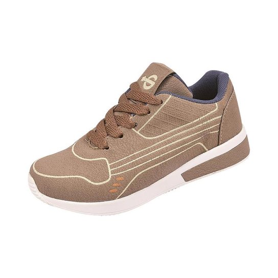 Tênis Jogging Infantil Casual Confortável Macio Leve Grugui Feminino - Marrom Menor preço em Tênis Jogging Infantil Casual Confortável Macio Leve Grugui Feminino - Marrom