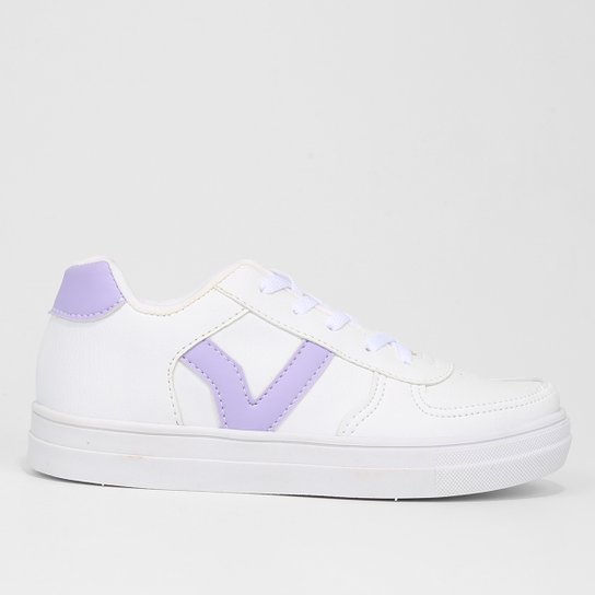 Tênis Juvenil Batatinha Casual Menino - Branco+Lilás Menor preço em Tênis Juvenil Batatinha Casual Menino - Branco+Lilás