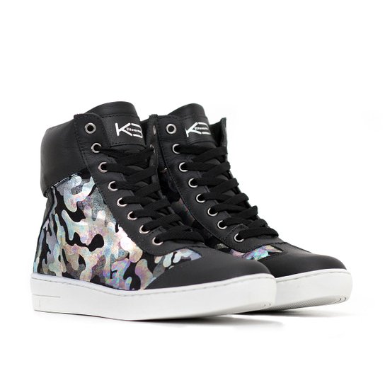 Tênis K3 Fitness Sassy Feminino em Couro - Preto