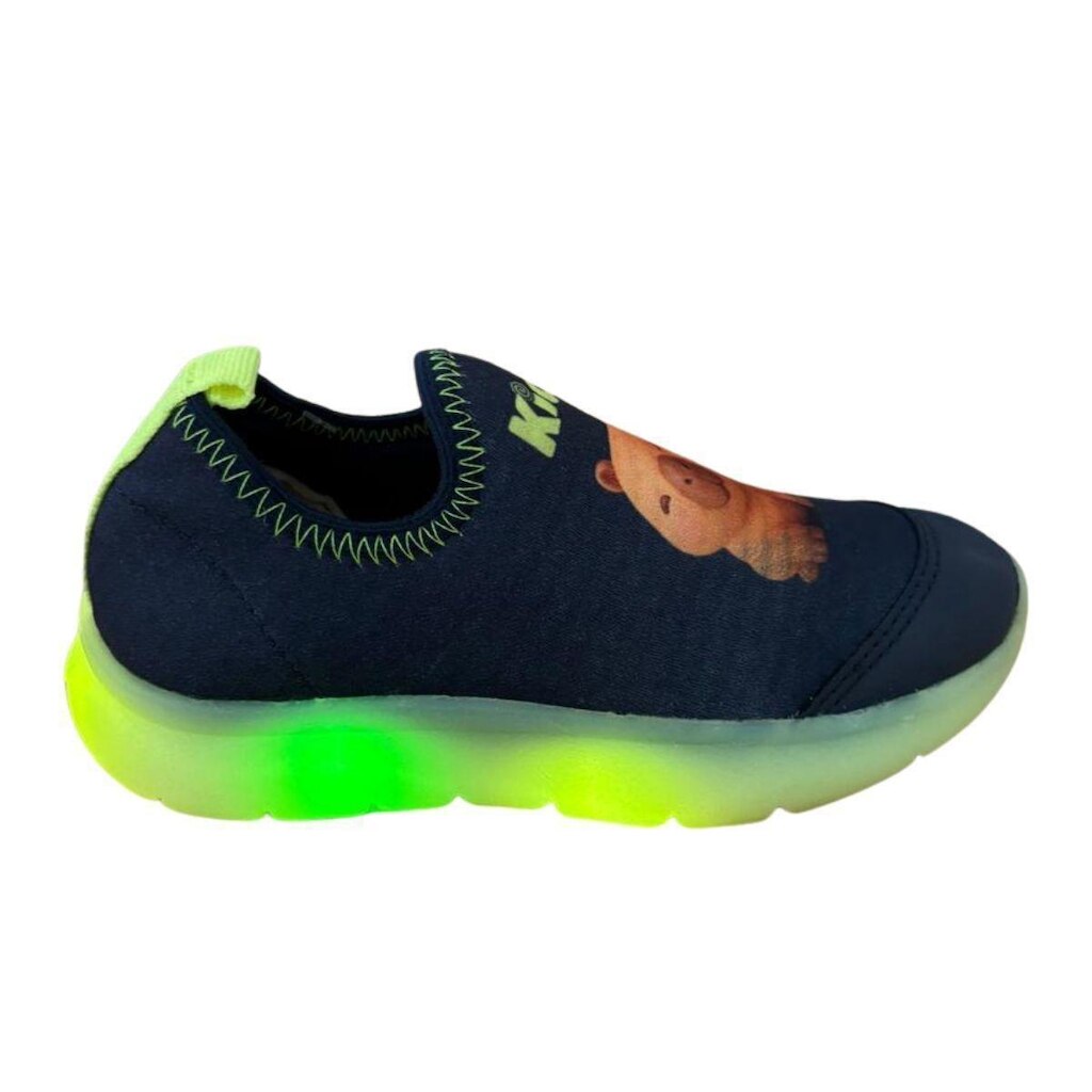 Tênis Kidy Flex Light Luzes Capivara Azul Marinho Infantil
