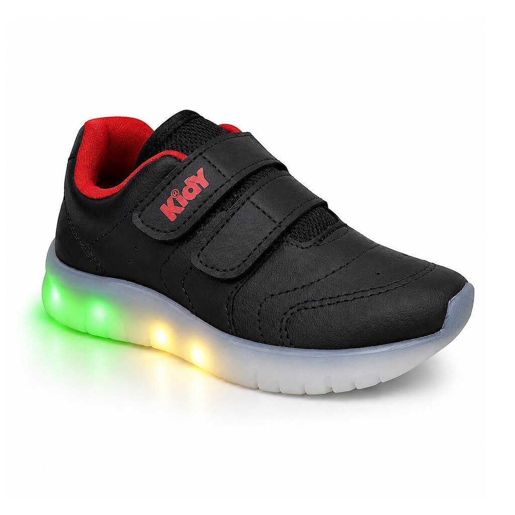 Tênis Kidy Light Fun Led Pisca-Pisca 350111 Preto/Vermelho