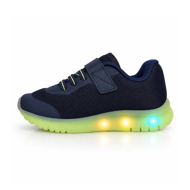 Tênis Kidy Light Fun Led Pisca-Pisca 350115 Marinho/Amarelo