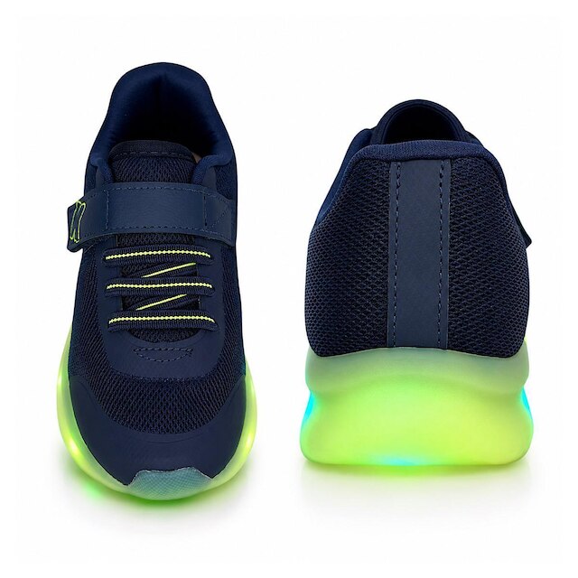 Tênis Kidy Light Fun Led Pisca-Pisca 350115 Marinho/Amarelo