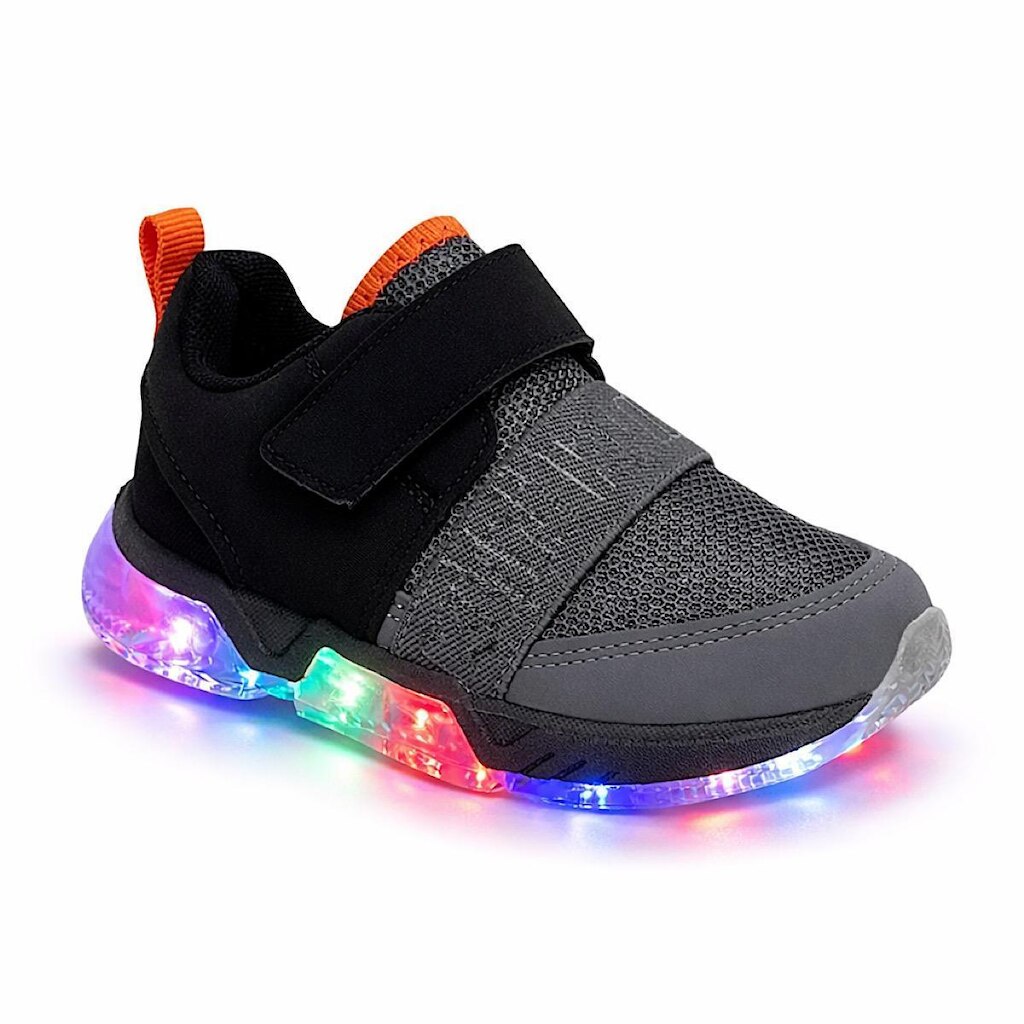 Tênis Klin Light com LED 604062 Preto/Grafite/Laranja