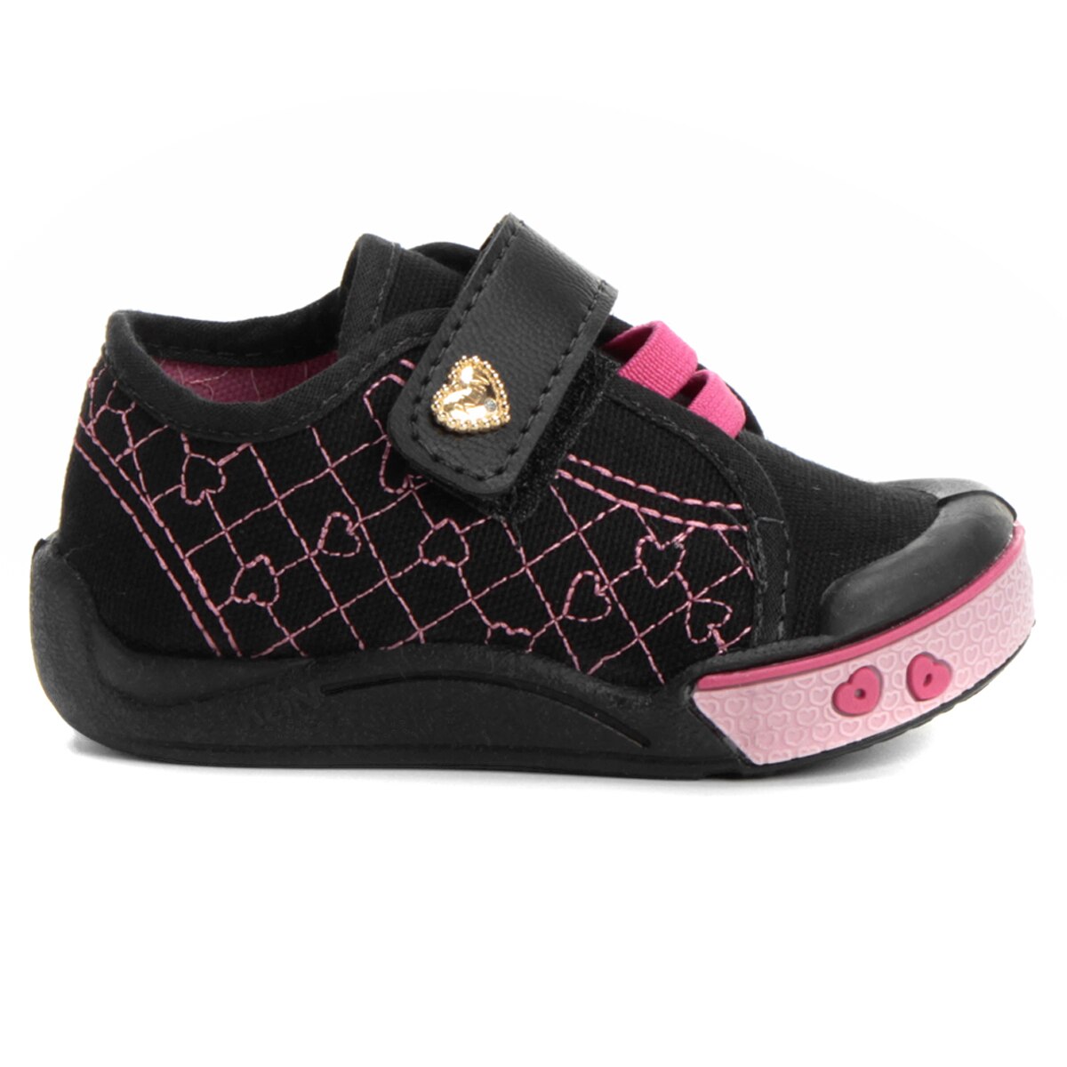 Tênis Klin Toy Velcro Infantil - Pink+Preto | Netshoes