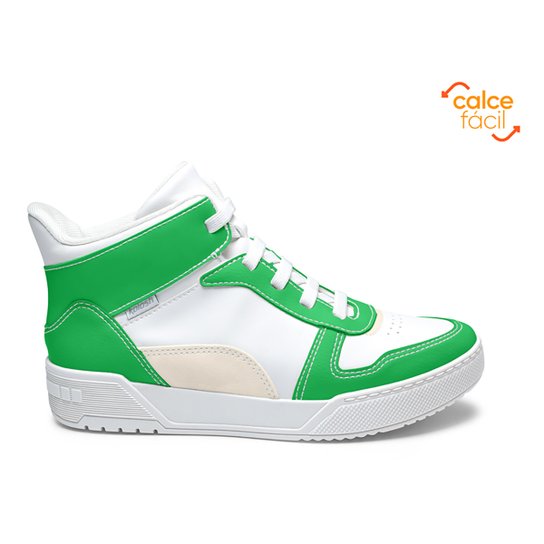 Tênis Kolosh Cano Médio Feminino - Branco+Verde Menor preço em Tênis Kolosh Cano Médio Feminino - Branco+Verde