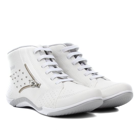 Tênis Kolosh Cano Médio Ziper Lateral Feminino - Off White Menor preço em Tênis Kolosh Cano Médio Ziper Lateral Feminino - Off White
