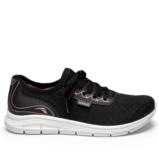 Tênis Kolosh Esportivo Mesh Rai Calce Fácil Feminino - Preto+Branco Menor preço em Tênis Kolosh Esportivo Mesh Rai Calce Fácil Feminino - Preto+Branco