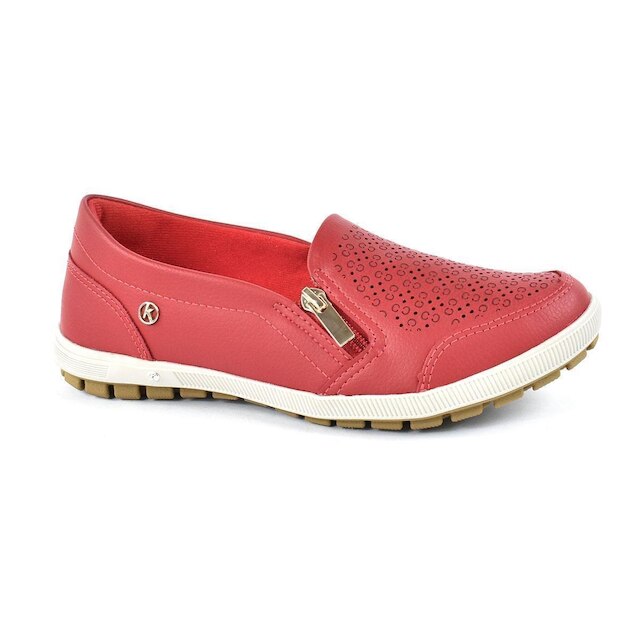 Tênis Kolosh Feminino Calce Fácil Slip-On Zíper Vermelho - Vermelho ...