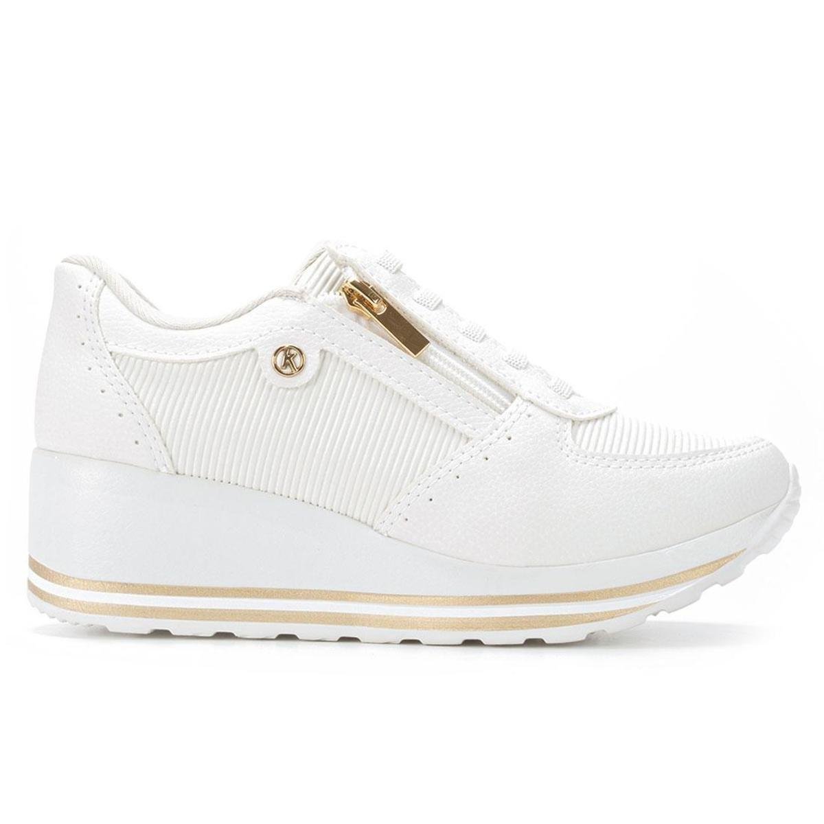 Tênis Kolosh Upper Ziper Funcional Calce Fácil Feminino - Branco | Netshoes
