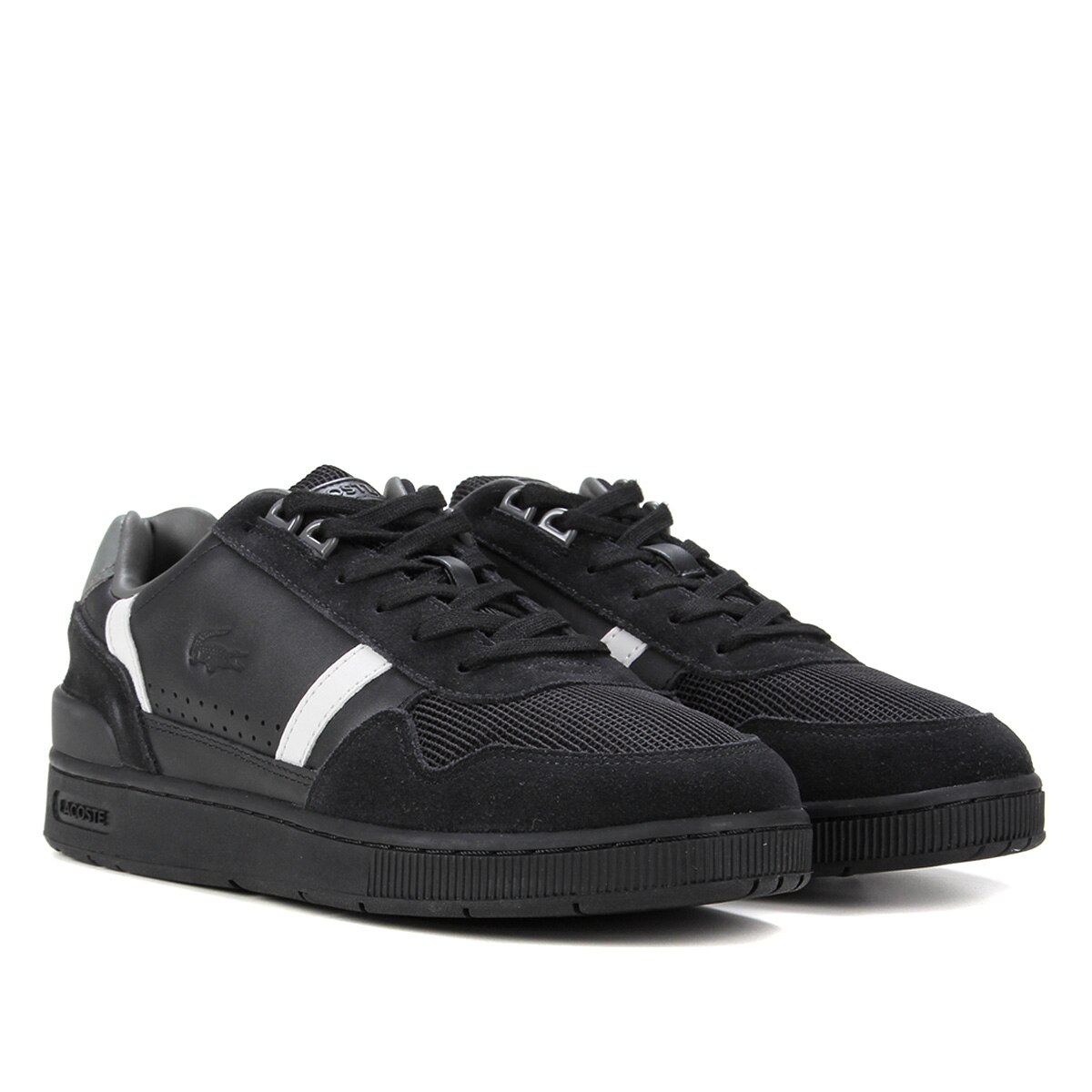 Tênis Lacoste Listra Lateral Masculino - Preto+Cinza | Netshoes