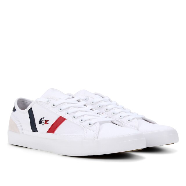 Tênis Lacoste Sideline Masculino - Branco+Marinho Menor preço em Tênis Lacoste Sideline Masculino - Branco+Marinho