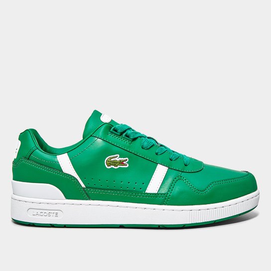 Tênis Lacoste T-Clip Court Sneakers Masculino - Verde escuro+Branco Menor preço em Tênis Lacoste T-Clip Court Sneakers Masculino - Verde escuro+Branco